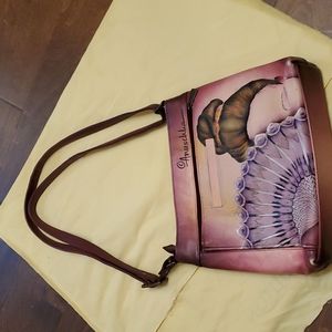 Stunning Anuschka ballerinas Flamenco  Hand Painted Leather handbag.